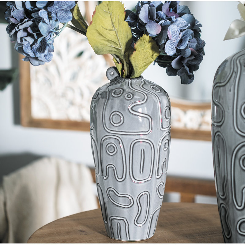 Vase de table en céramique modern Hellman, H 13 po x l 6 po x P 6 po