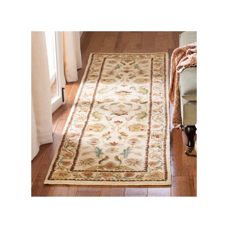Molter Bergama Hand Tufted Wool Floral Rug, Runner 2'3" x 8'