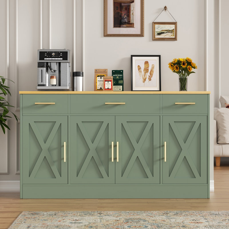 Cydney 53.4" Sideboard Buffet with 3 Drawers, Green