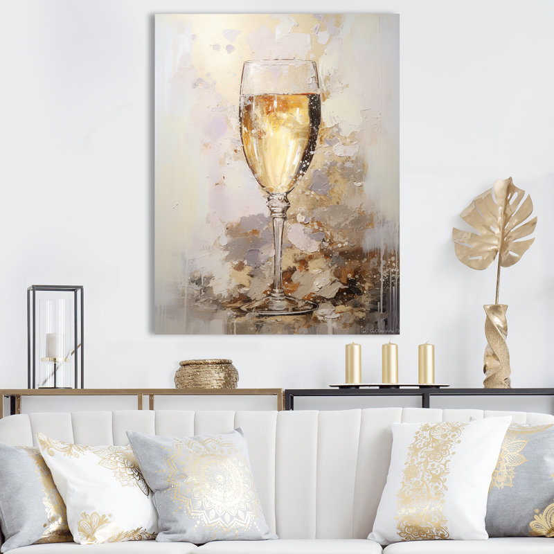 Vin, art mural sur verre de Champagne, Toile tendue, H 20 po x l 12 po x P 1 po
