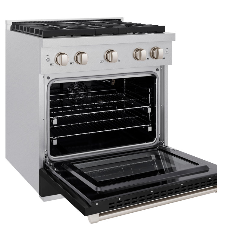 ZLINE 30" Paramount Dual Fuel DuraSnow® Range w/ 4 Burner Cooktop & Black Matte Door (SDRS-BLM-30)