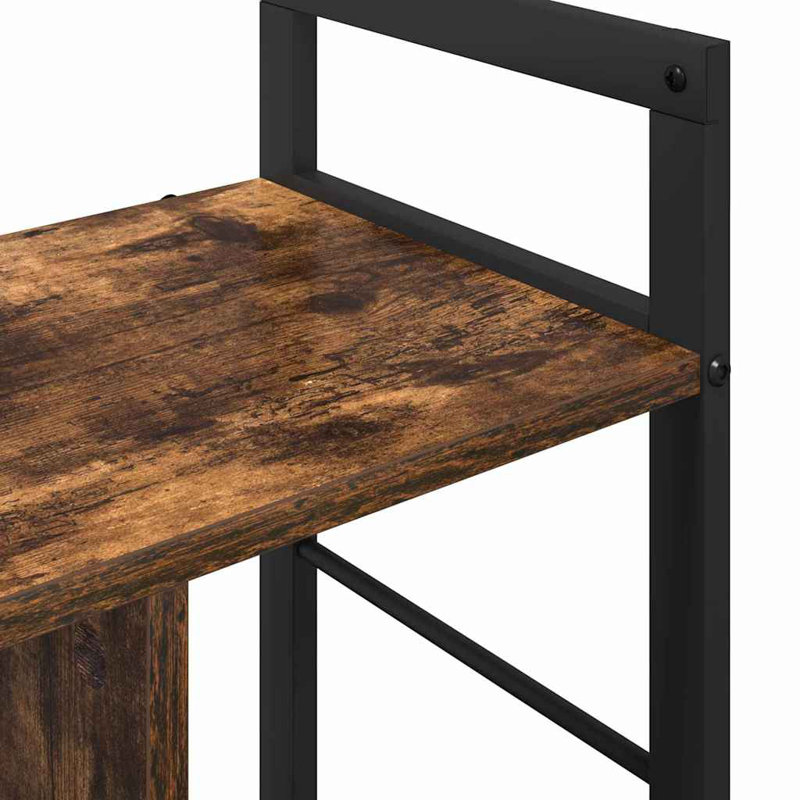 58.5cm H x 75cm W Steel Etagere Bookcase, Smoked Oak