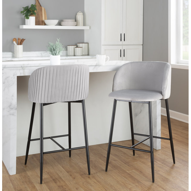 Trowbridge Upholstered Counter Stool with Metal Frame, Green, Black