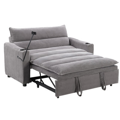 Modern 3-in-1 Convertible Sleeper Sofa Bed With Phone Holder And Cup Holders