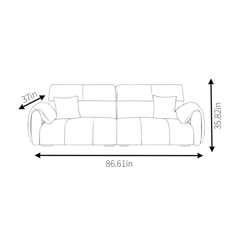 Canapé Light Luxury, 3, H 35,82 po x L 86,61 po x l 37 po