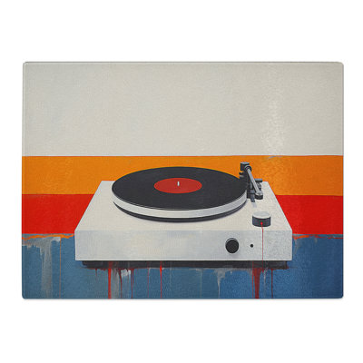 Record Player Minimalism  Glass Chopping Board