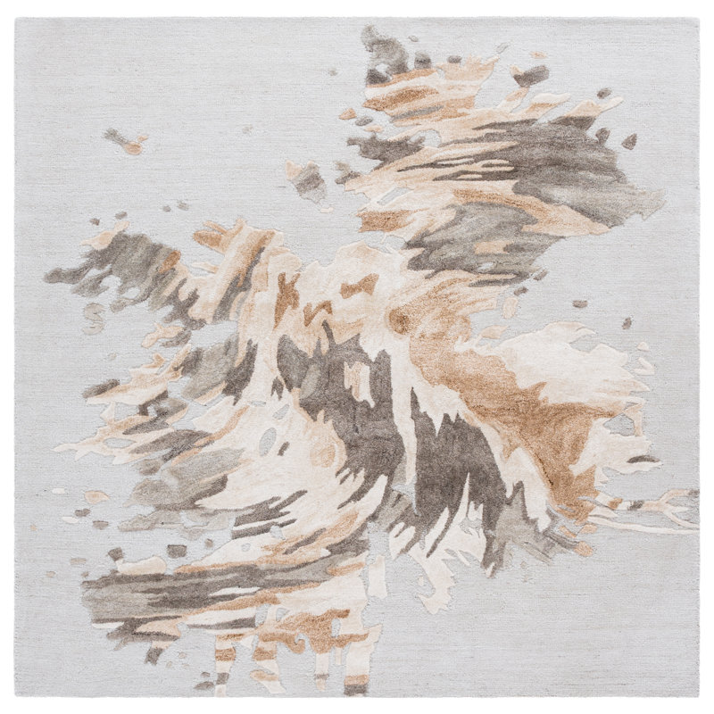 Khamel Hand Tufted Performance Abstract Rug, Square 6' x 6'