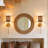Boho Jute Rope Cylinder Wall Sconce with Brass Finish  Scalloped Edge Rustic Wall Lighting