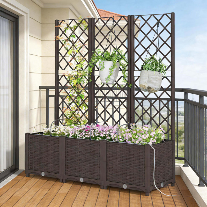 Boîte à fleurs d'extérieur, lit de jardin surélevé pratique à arrosage automatique
