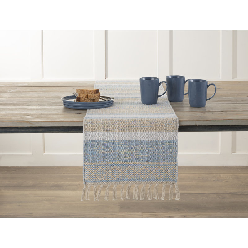 Lenox Textured Neutral Runner 14" X 72", Blue