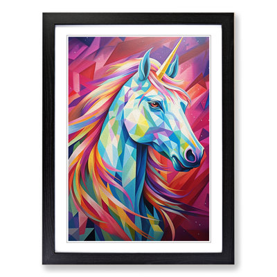 Unicorn Hard Edge Painting - Single Picture Frame Print on Wood
