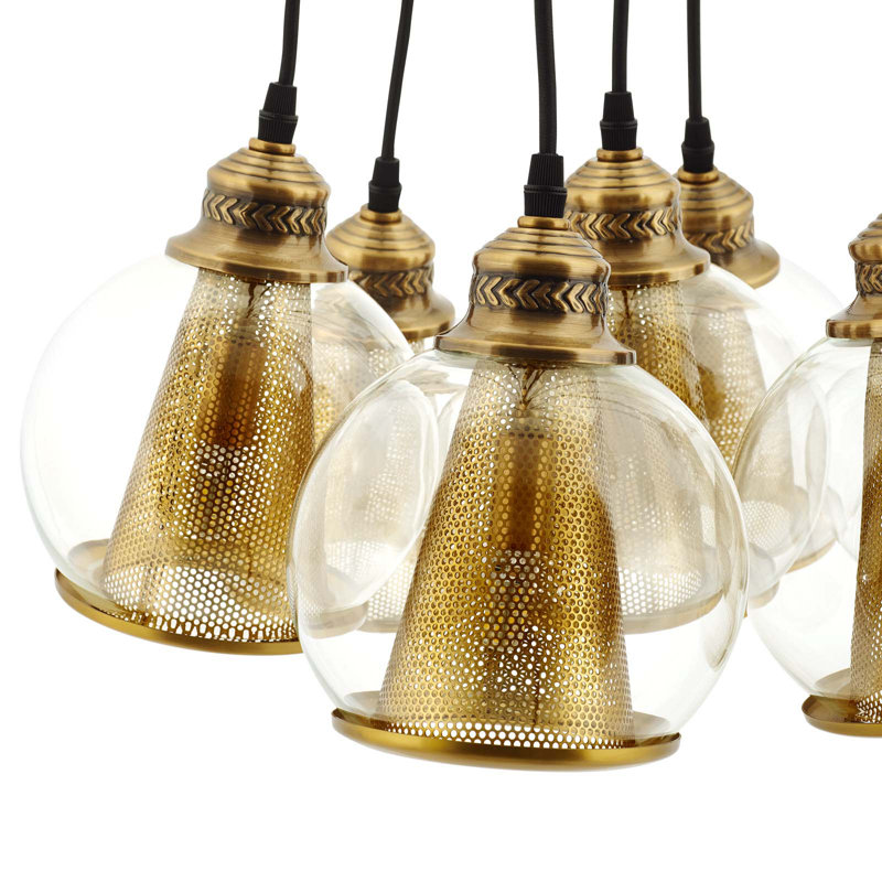 Lustre suspendu en forme de cône en laiton et globe en verre Peak