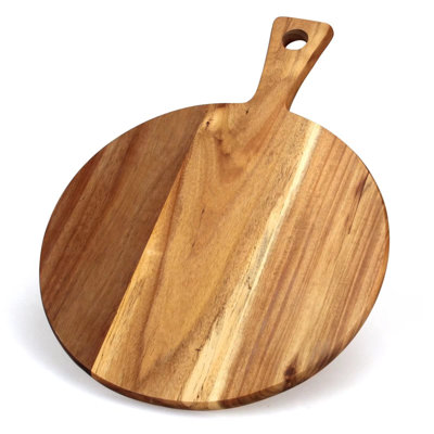 Acacia Wood Cutting Board With Handle Wooden Chopping Board Round Paddle Cutting Board -  Bassetts, ZBB08SW8GMZT