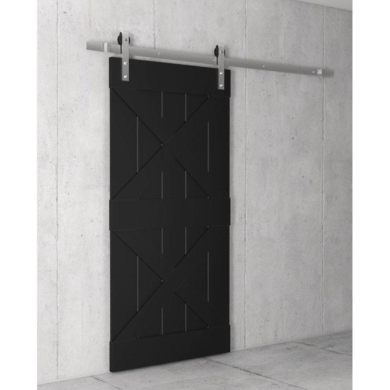 Porte de grange en bois double x avec ensemble de quincaillerie d’installation