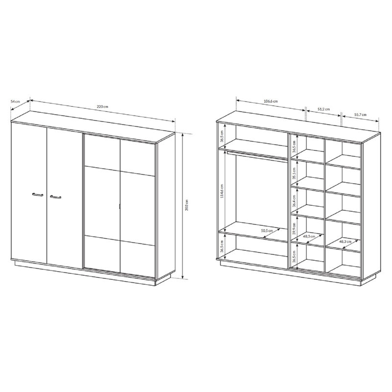 Barcelone 4 Door Manufactured Wood Wardrobe