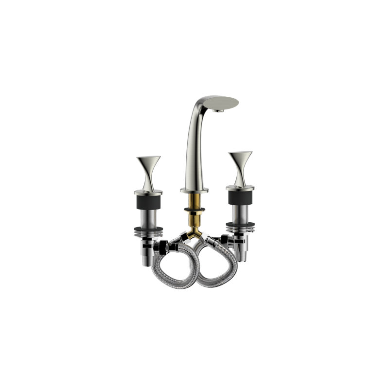 Twist Collection Two-Handle Deck-Mount Roman Tub Faucet with Rough-In Valve -Brushed Nickel, Brushed Nickel