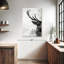 Visage de cerf noir et blanc sur toile-2068367187