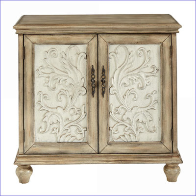 Cabinets, Driscoll 2-Door Farmhouse Accent Chest, Cream &amp; Natural Finish, 36Wx14Dx34H | Living Room | Wood