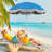 6.5 FT Beach Umbrella With Fringe Outdoor Tassel Umbrella With Push Button Tilt