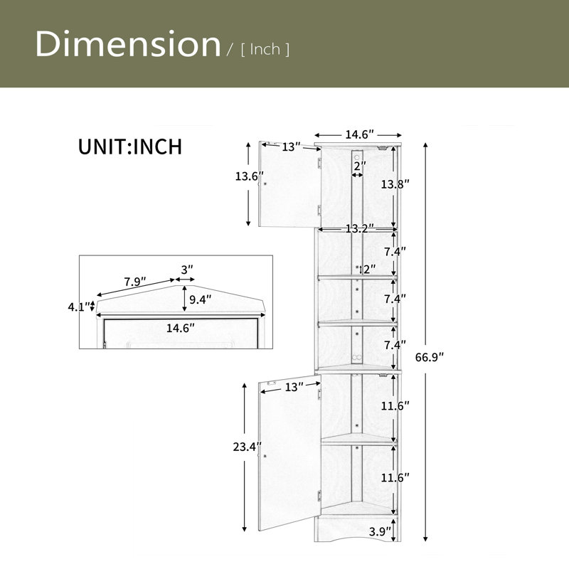 Armoire de rangement haute multifonctionnelle avec deux portes et tablettes réglables, Noir