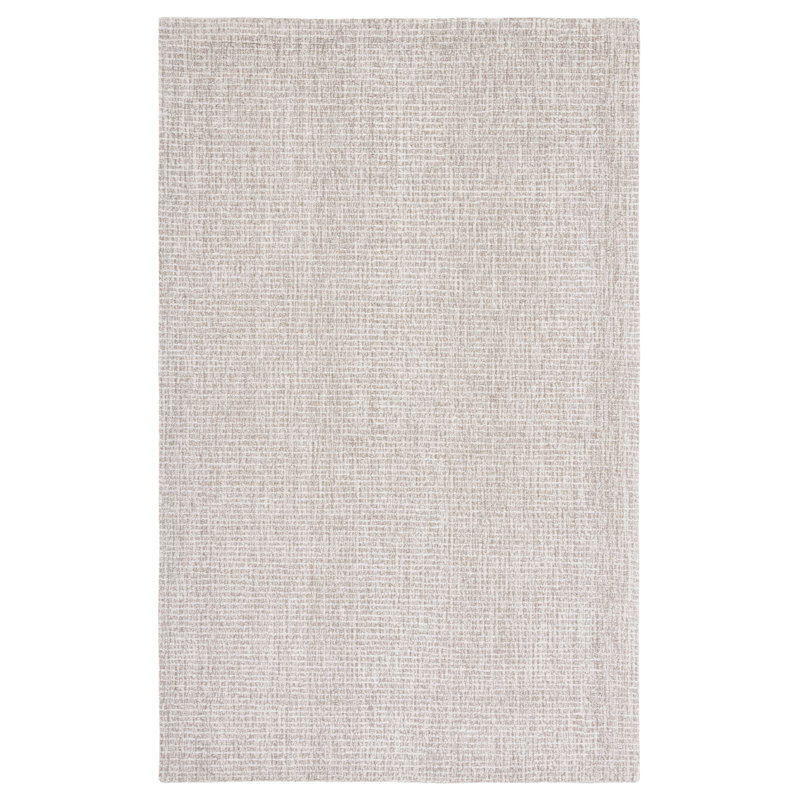 Tapis ivoire / gris en laine touffeté à la main Eliesha, Rectangle 6 pi x 9 pi