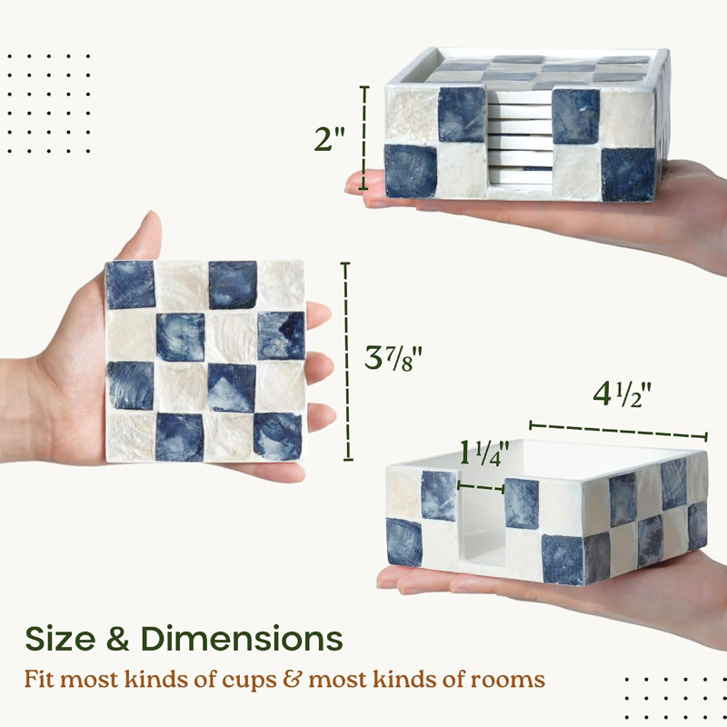 Ensemble de 6 sous-verres carrés 4 pièces avec base de rangement 4-iM-BD01nch