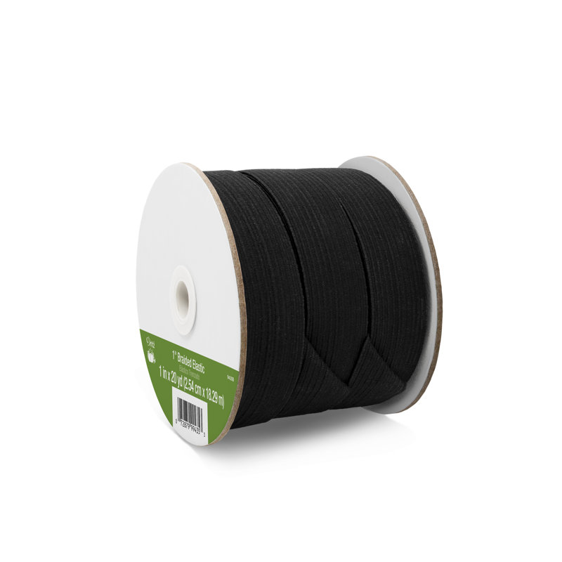 Dritz 1" Braided Elastic, Black, 20 yd