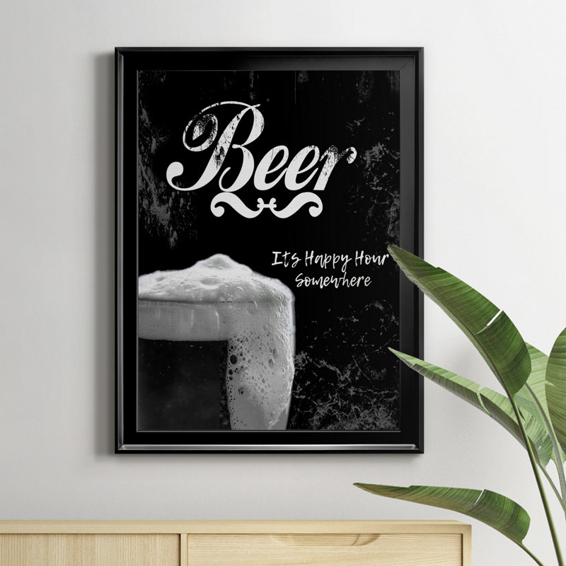 Bière - art textuel sur toile encadré, Noir, H 22,5 po x l 30,5 po x P 1,5 po