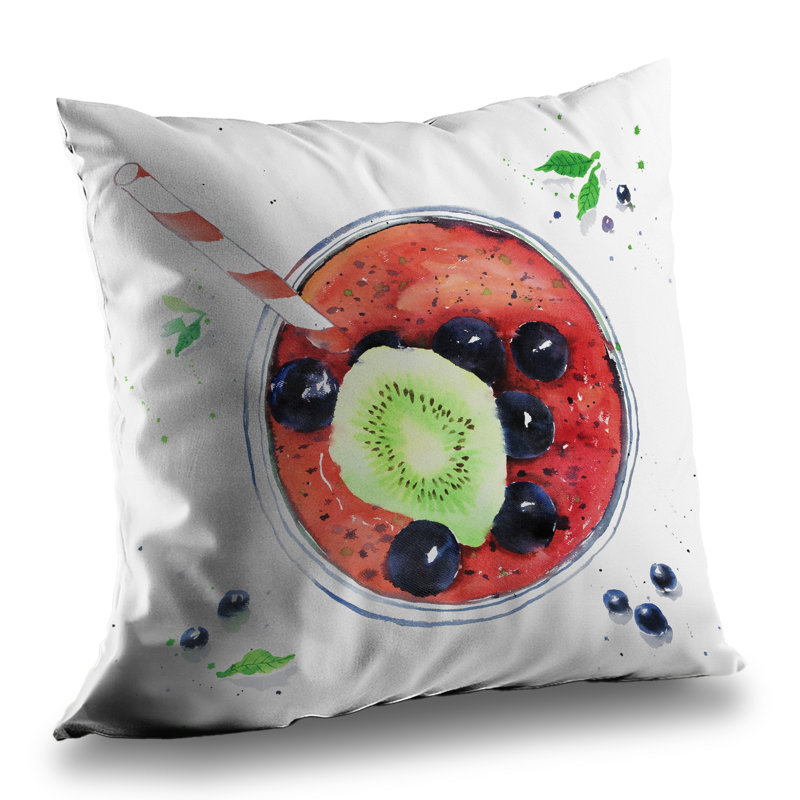 Berry Smoothies Throw Pillow - Poly Twill Insert for Decor