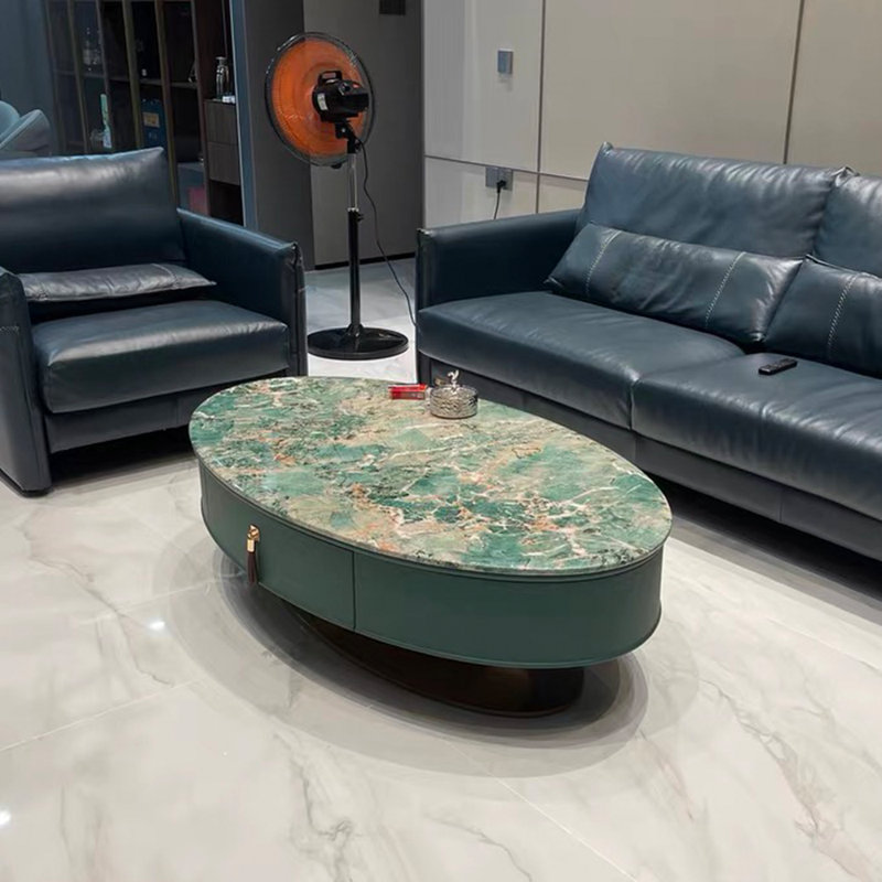 Table basse en marbre avec plateau télé