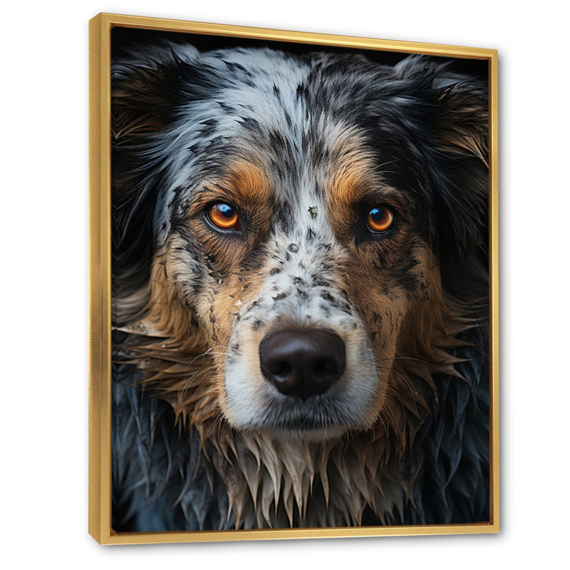 «Dog Animal», reproduction sur toile, Or, H 44 po x l 34 po x P 1,5 po