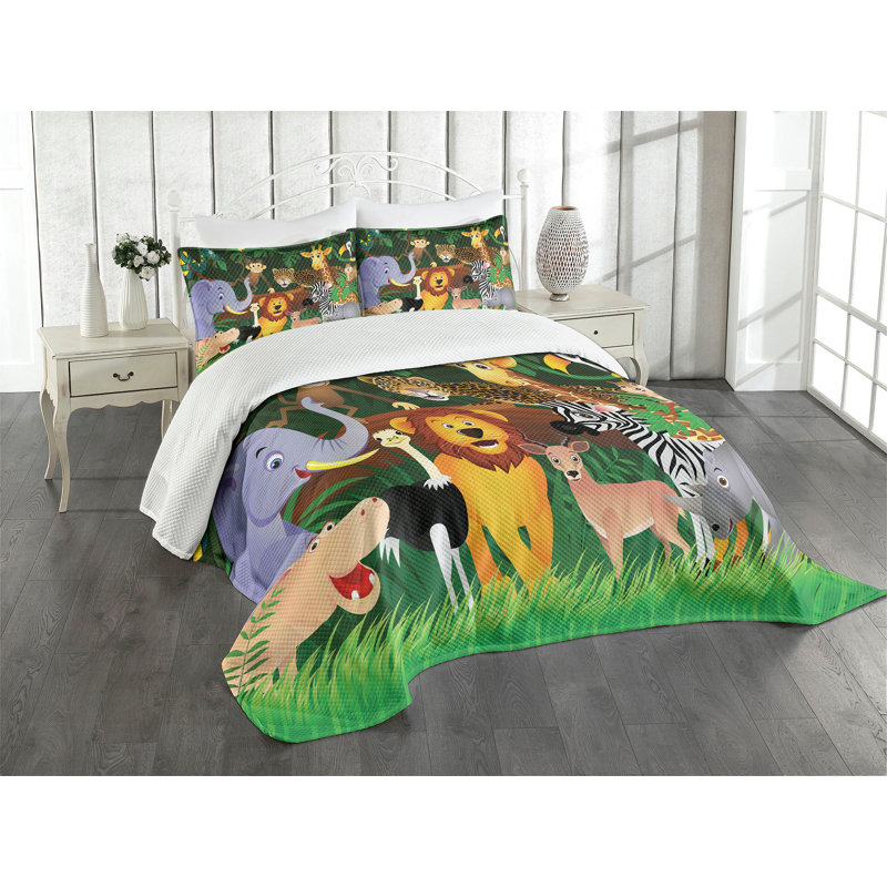 Multicolore Ambesonne, Couvre-lit grand et 2 taies décoratives