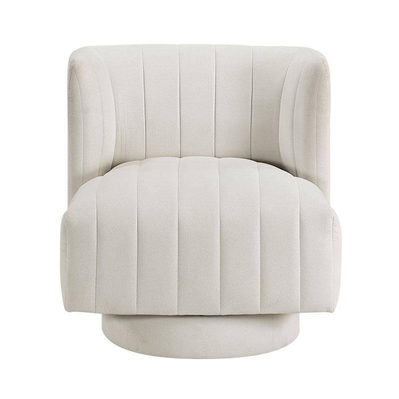 Chaise pivotante moderne rembourrée confort beige élégant meuble de salon 1 pièce Chaise de style contemporain à dossier demi-tonneau