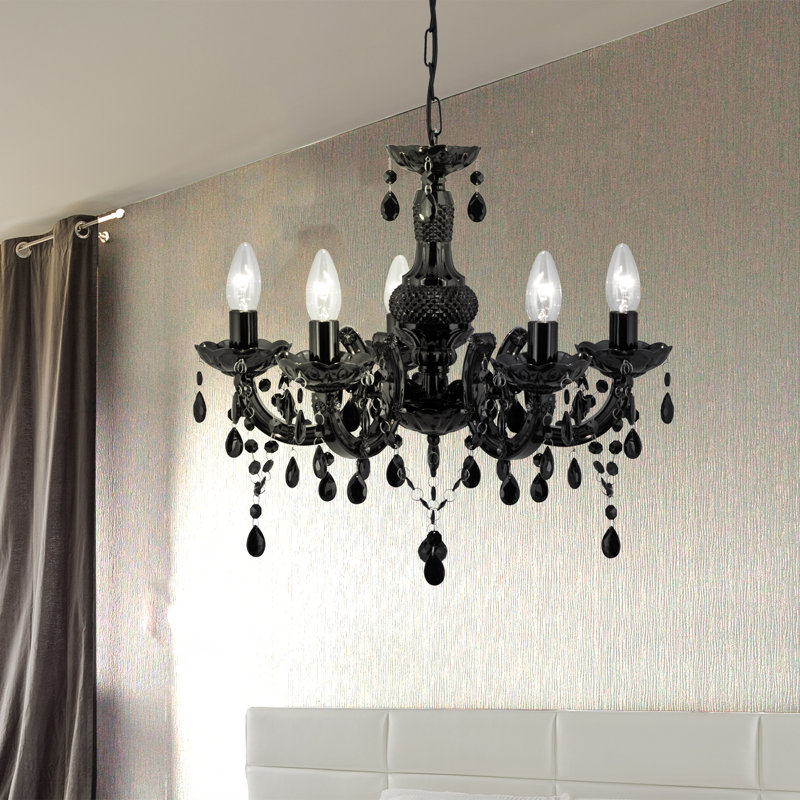Lustre style chandelier 5 lumières Kelly, Noir