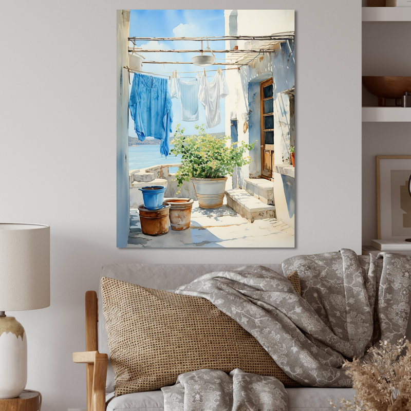 Art mural en métal Wash Wash Blues In Provence 1, H 32 po x l 16 po x P 1 po