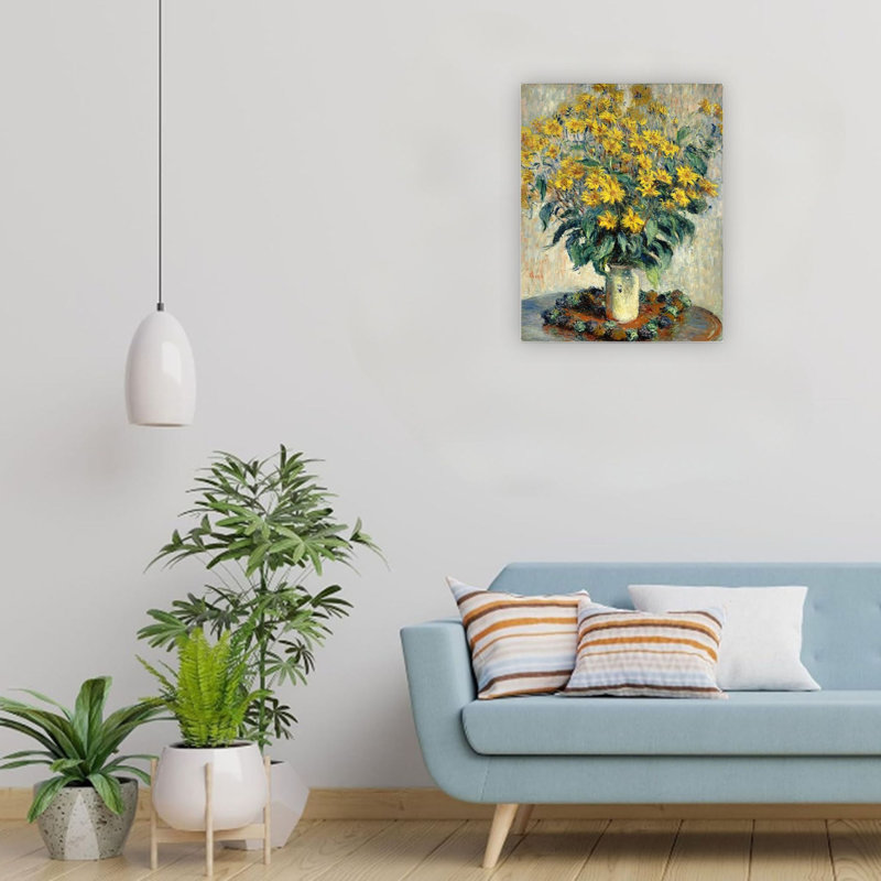 Fleurs jaunes artichauts jaunes sur toile 24 x 18 po