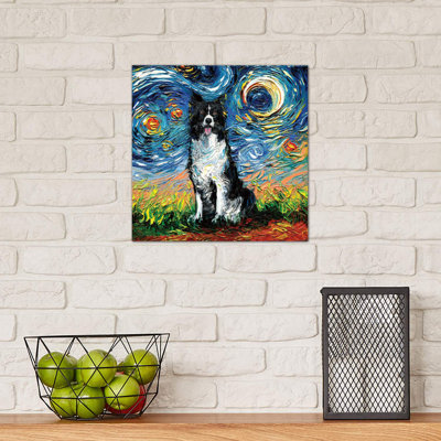 Border Collie Night II 1 Piece Wrapped Canvas Painting