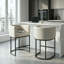 Upholstered Counter Stool with Metal Frame-669509955