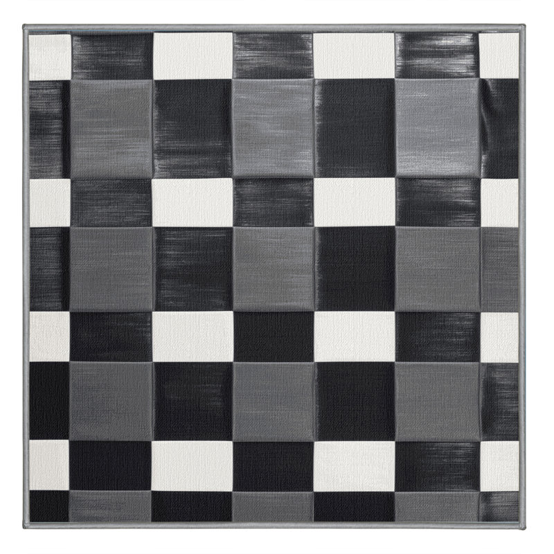 Machine Washable Checkered Gray Area Rug, Square 5'