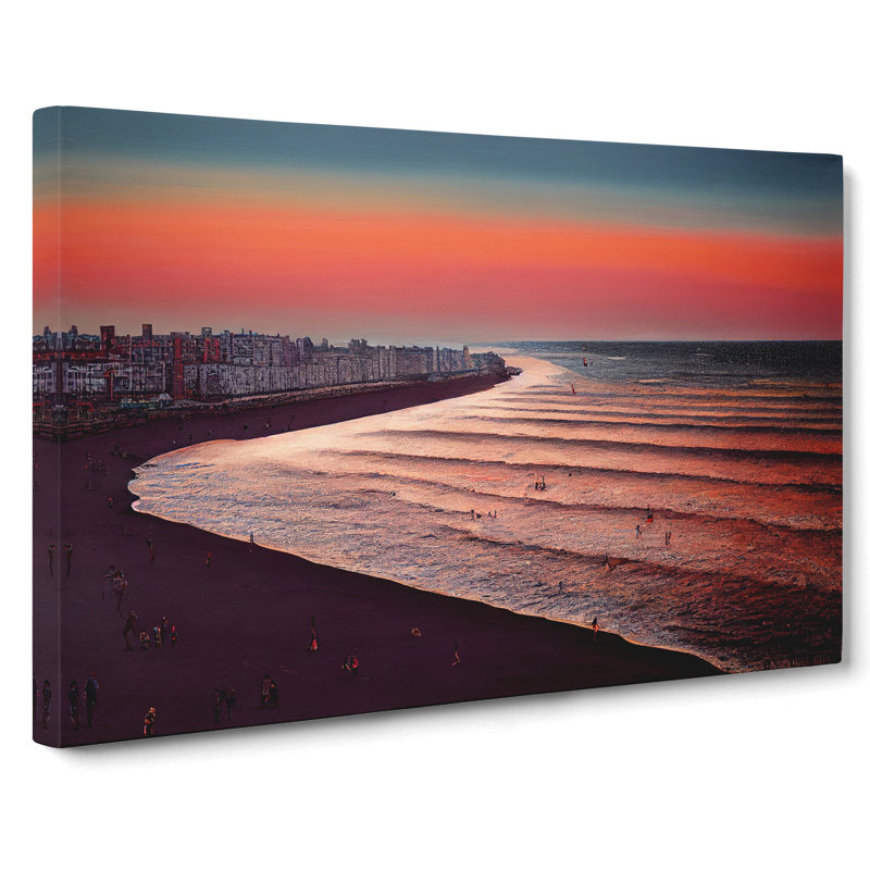 Beach At Sunset - Wrapped Canvas Print, 35cm H x 50cm W x 3cm D