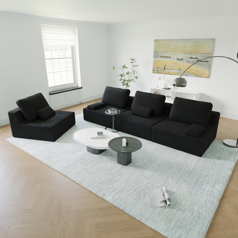 Canapé modulaire surdimensionné surdimensionné, ensemble de canapé de plancher Boucle de luxe, canapé convertible compressé, canapé spacieux rempli de mousse pour le salon, combinaison libre, 3 couleurs