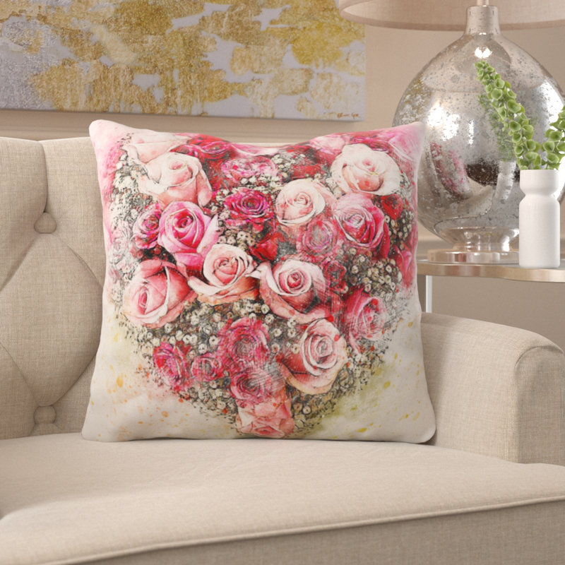 Coussin décoratif fleurs Sammie, Microsuède, Intérieur