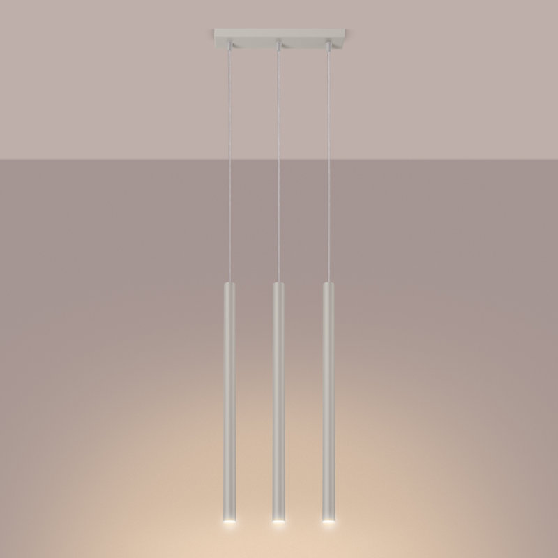 Berthile - Light Pendant, 52cm W x 9cm D, Beige, 3 Lights