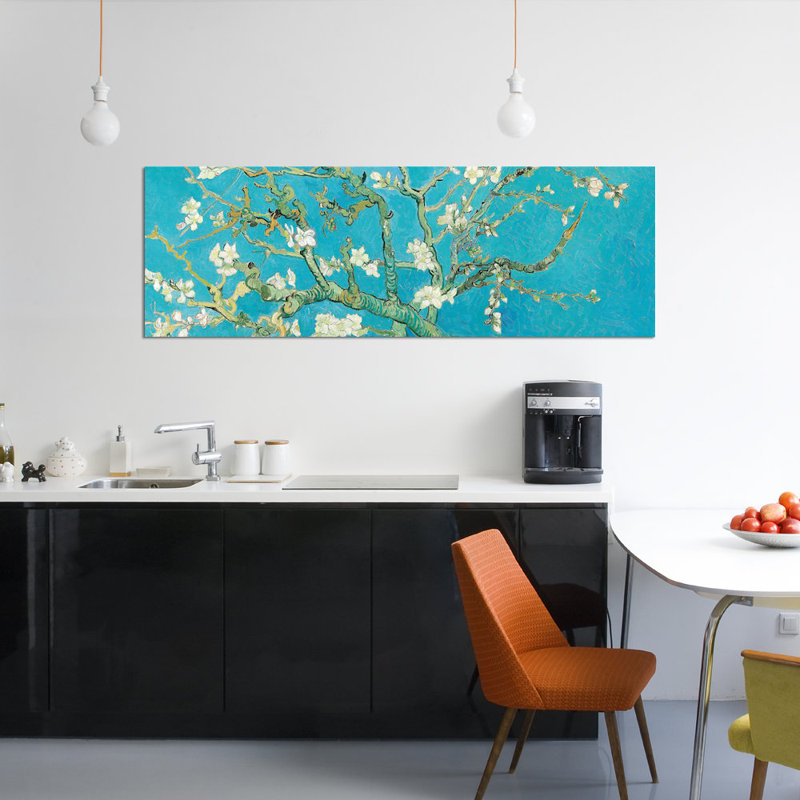 « amande fleur » par vincent van gogh, impression sur toile, H 12 po x l 36 po x P 1,5 po, Toile avec cadre noir