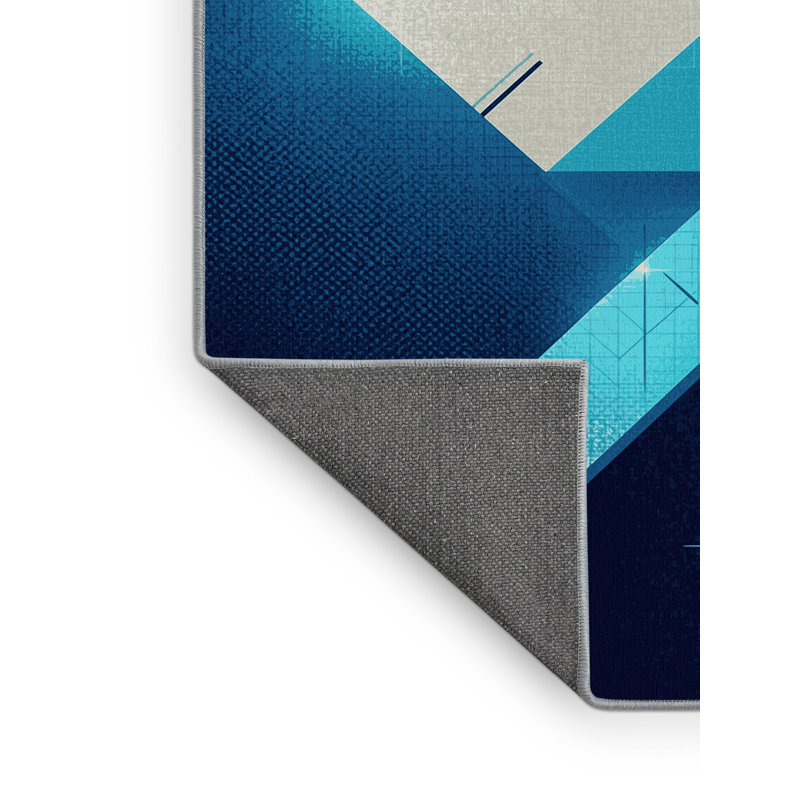 Tapis bleu à motif géométrique doux et moelleux Eaddy, 4x6