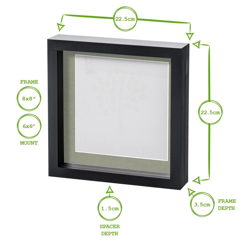 Nicola Spring - 8" x 8" White 3D Box Photo Frames - 6" x 6" Mount - Ivory