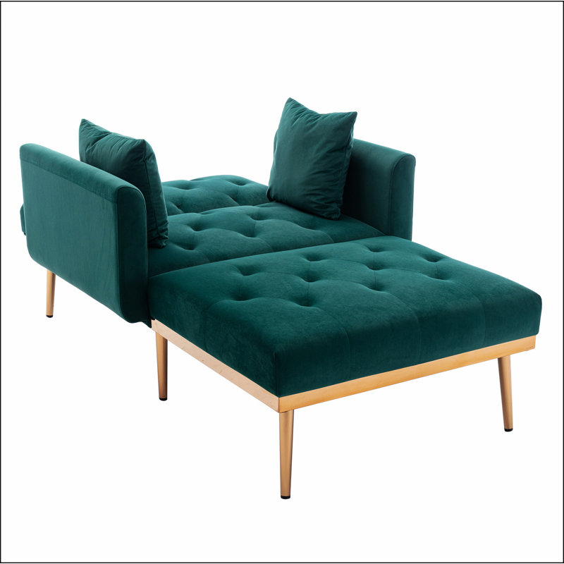 chaise lounge chair   /accent chair, Green Velvet