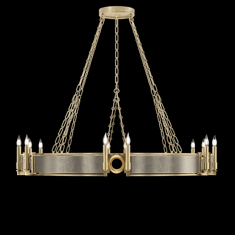 Mirage 12 - Light Chandelier, Coco/Brass/Soft Gold Leaf