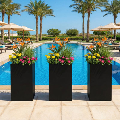 Jardinière rectangulaire extérieure / intérieure avec jardinière en métal avec trous de drainage pour pelouse de patio