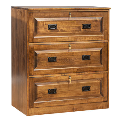 Traditional 3-drawer Brown Maple Lateral Filing Cabinet